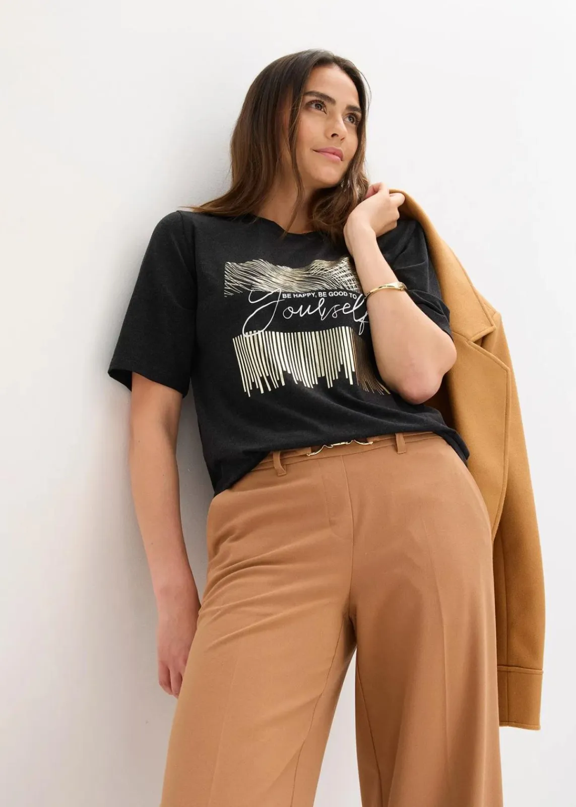 bonprix Shirts & Tops^Shirt mit Druck anthrazit meliert