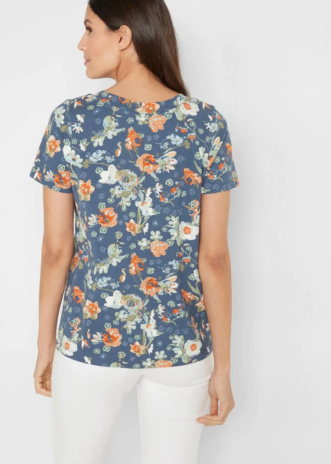 bonprix Shirts & Tops^Shirt mit Druck, kurzarm indigo geblümt