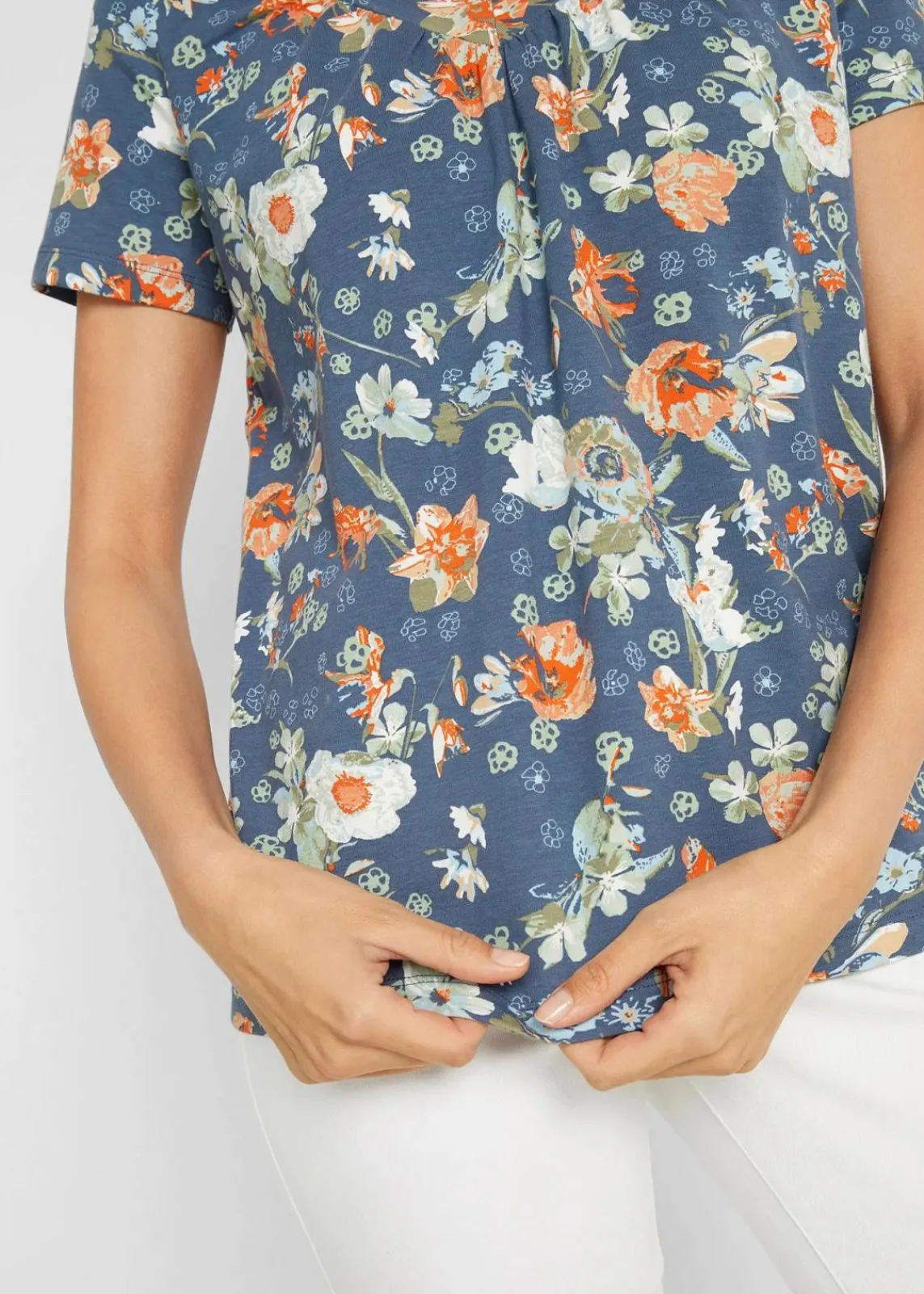 bonprix Shirts & Tops^Shirt mit Druck, kurzarm indigo geblümt