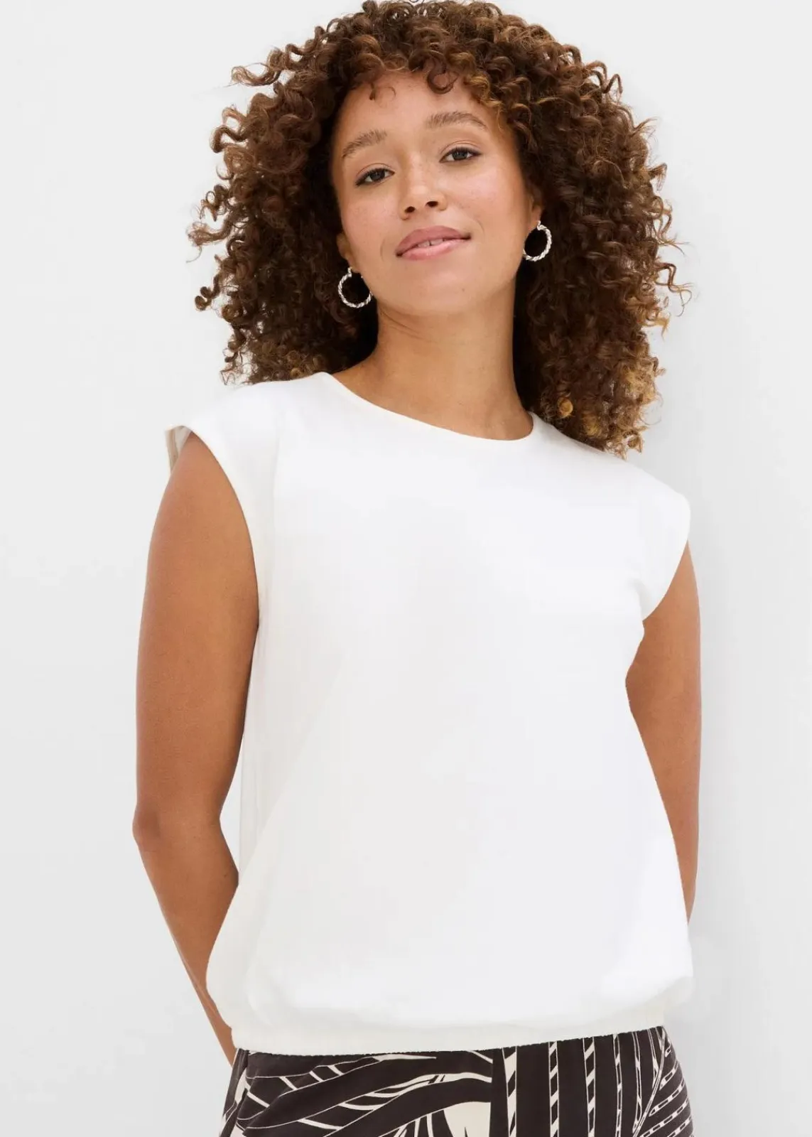 bonprix Shirts & Tops^Shirt mit elastischem Bündchen wollweiß