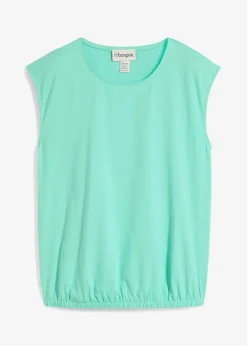 bonprix Shirts & Tops^Shirt mit elastischem Bündchen mentholblau