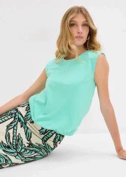 bonprix Shirts & Tops^Shirt mit elastischem Bündchen mentholblau