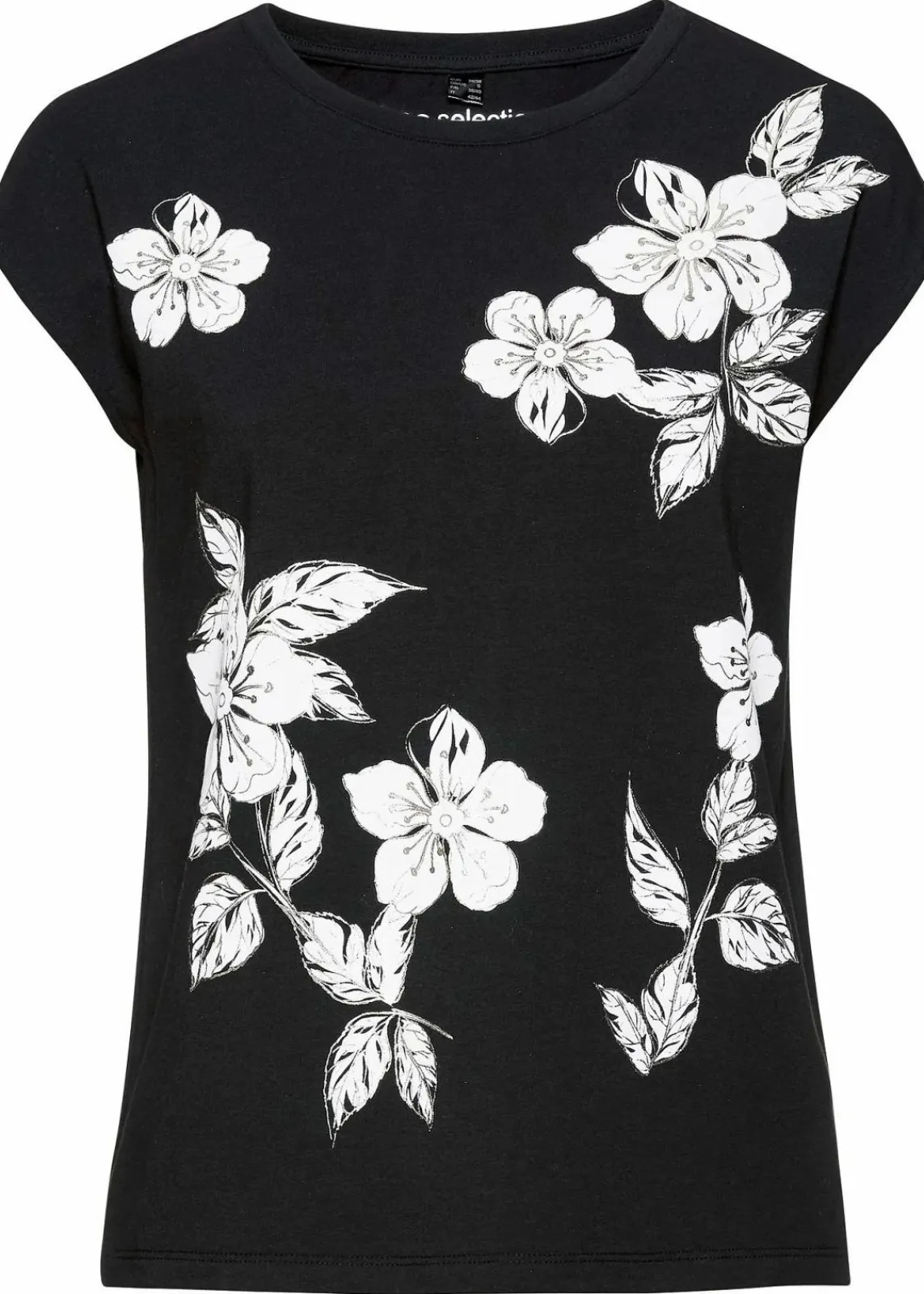 bonprix Shirts & Tops^Shirt mit floralem Muster schwarz/weiß/silber geblümt