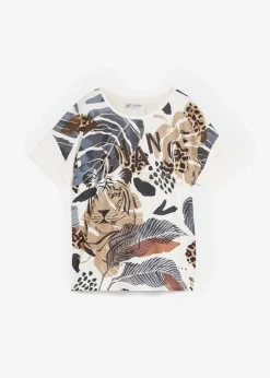 bonprix Shirts & Tops^Shirt mit Foilprint wollweiß/schwarz/new beige bedruckt
