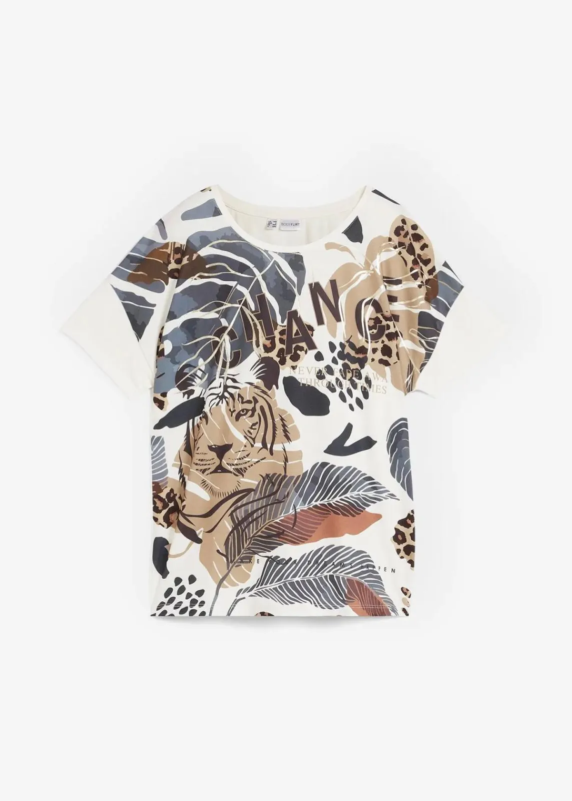 bonprix Shirts & Tops^Shirt mit Foilprint wollweiß/schwarz/new beige bedruckt