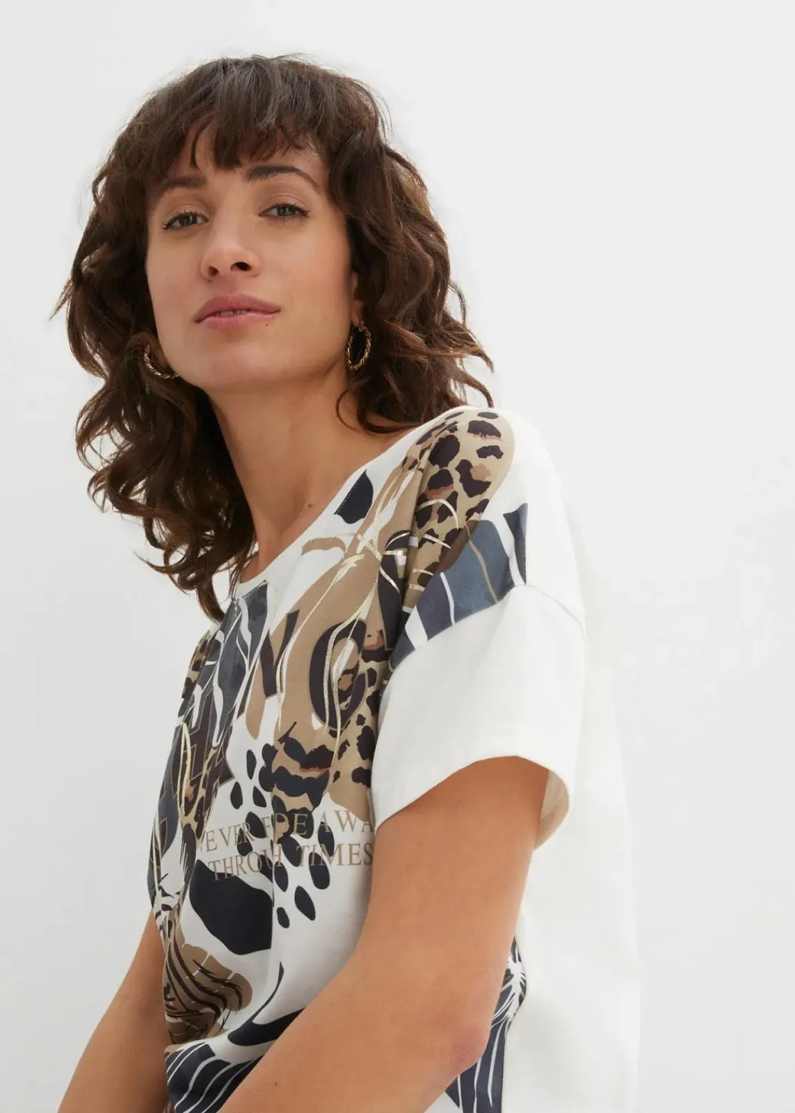 bonprix Shirts & Tops^Shirt mit Foilprint wollweiß/schwarz/new beige bedruckt