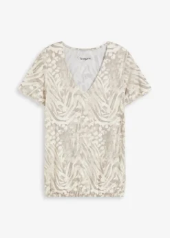 bonprix Shirts & Tops^Shirt mit Gummibund kieselbeige leo bedruckt