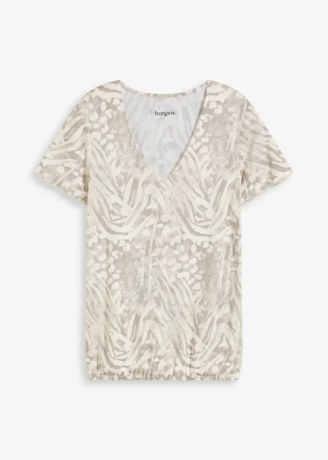 bonprix Shirts & Tops^Shirt mit Gummibund kieselbeige leo bedruckt