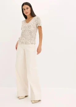 bonprix Shirts & Tops^Shirt mit Gummibund kieselbeige leo bedruckt