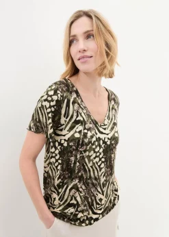 bonprix Shirts & Tops^Shirt mit Gummibund taupe leo bedruckt