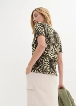 bonprix Shirts & Tops^Shirt mit Gummibund taupe leo bedruckt