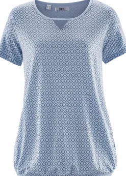 bonprix Shirts & Tops^Shirt mit Gummizug, Kurzarm indigo graphisch bedruckt