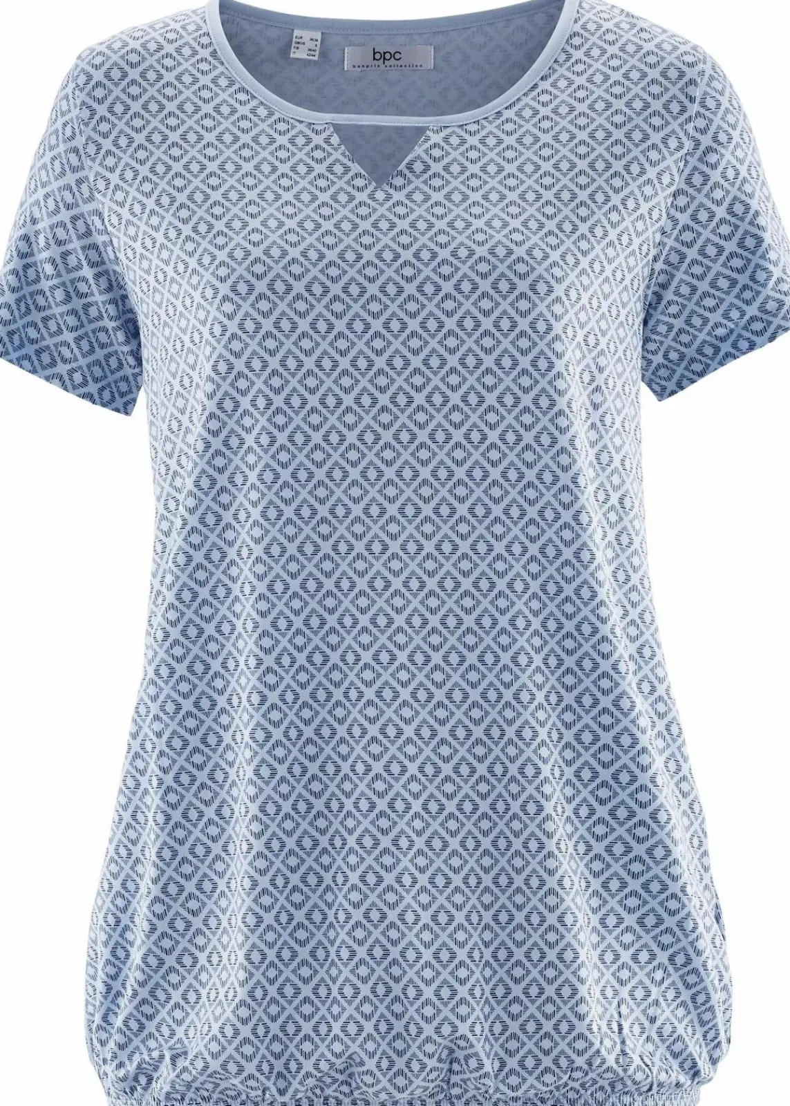 bonprix Shirts & Tops^Shirt mit Gummizug, Kurzarm indigo graphisch bedruckt