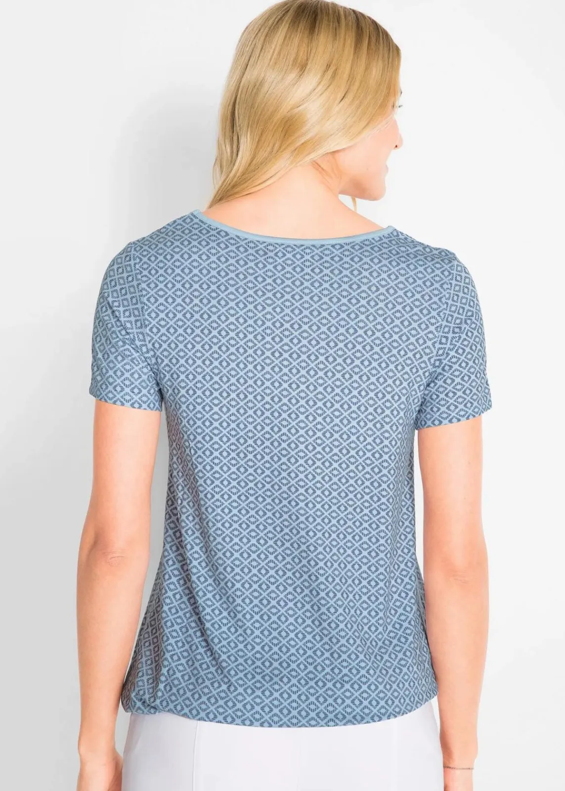 bonprix Shirts & Tops^Shirt mit Gummizug, Kurzarm indigo graphisch bedruckt