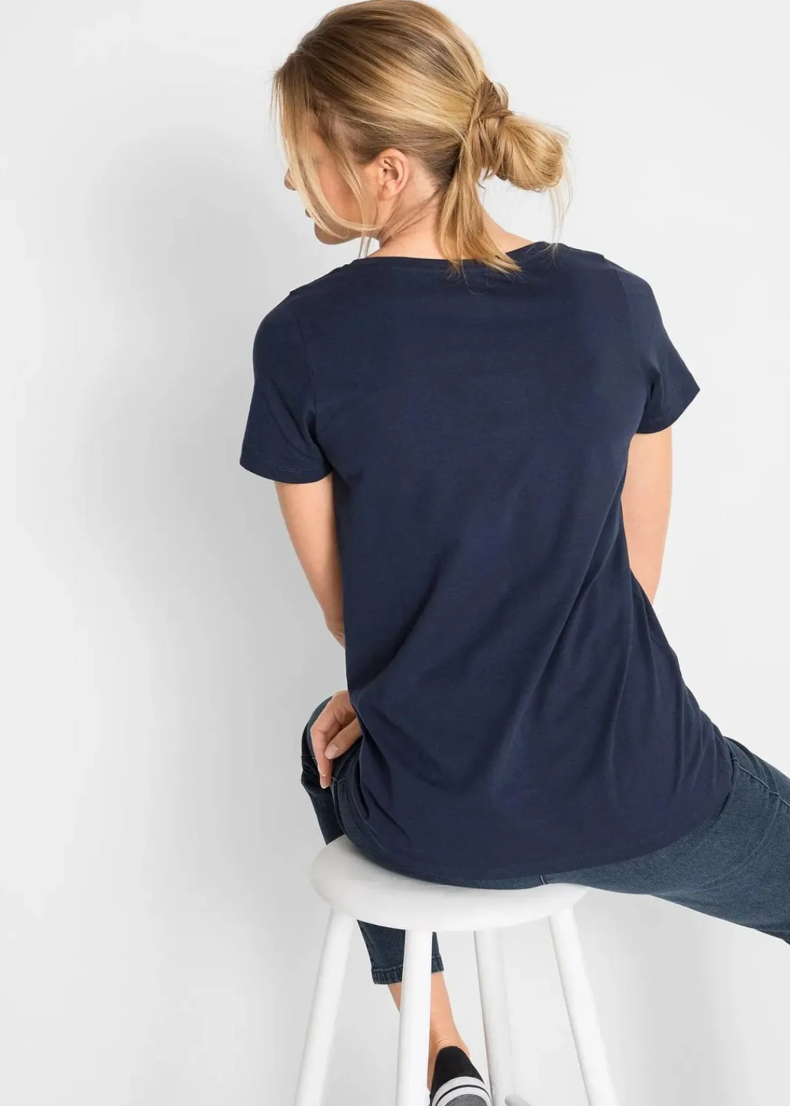 bonprix Nachhaltigere Materialien|Shirts & Tops^Shirt mit Herzdruck aus Bio-Baumwolle dunkelblau bedruckt
