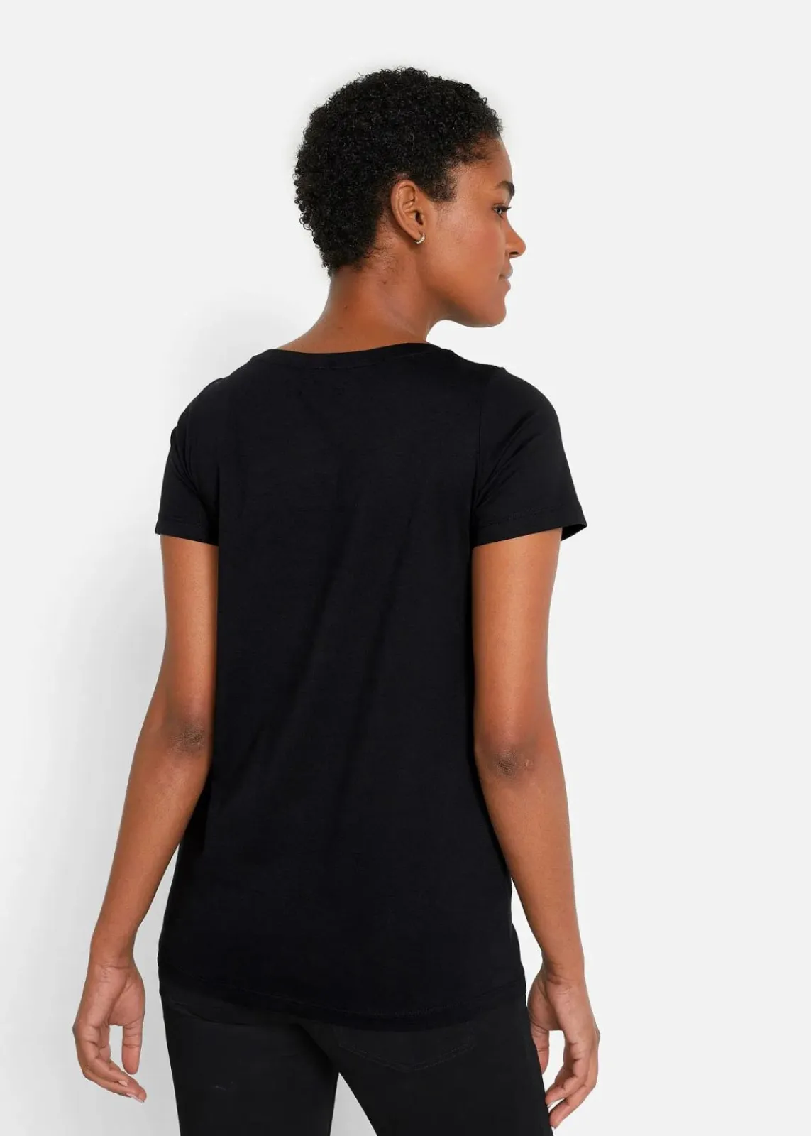 bonprix Shirts & Tops|Nachhaltigere Materialien^Shirt mit Herzdruck aus Bio-Baumwolle schwarz bedruckt