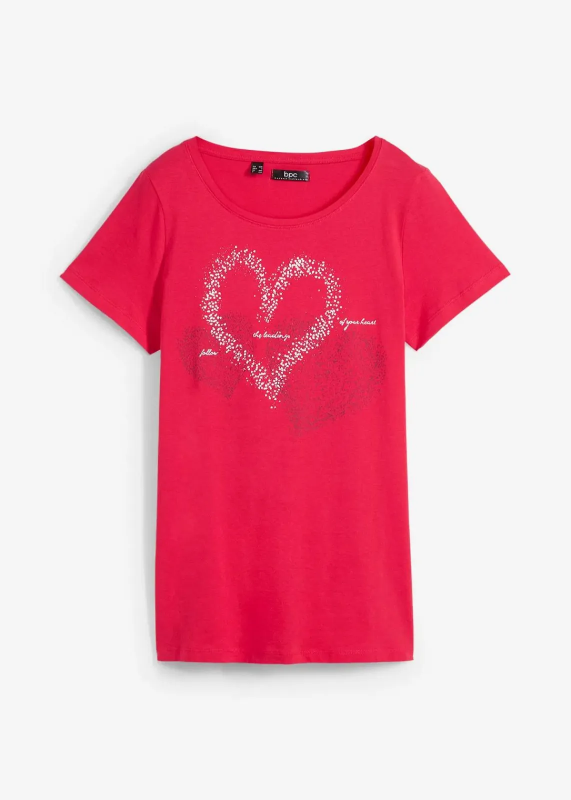 bonprix Nachhaltigere Materialien|Shirts & Tops^Shirt mit Herzdruck aus Bio-Baumwolle granatrot bedruckt