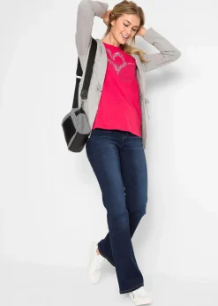 bonprix Nachhaltigere Materialien|Shirts & Tops^Shirt mit Herzdruck aus Bio-Baumwolle granatrot bedruckt