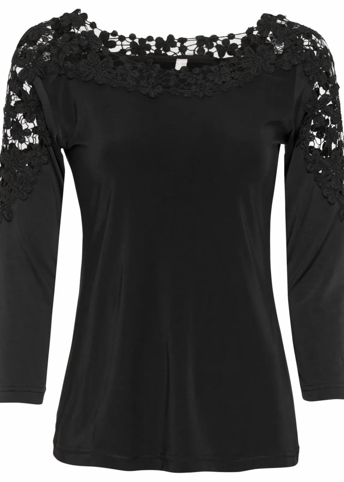 bonprix Shirts & Tops^Shirt mit Häkeleinsatz und 3/4 Arm schwarz