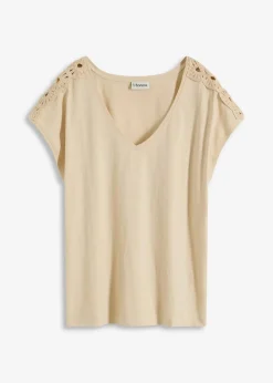 bonprix Shirts & Tops^Shirt mit Häkeleinsätzen hellsand