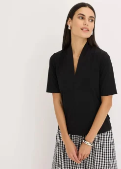 bonprix Shirts & Tops^Shirt mit Kelchkragen schwarz