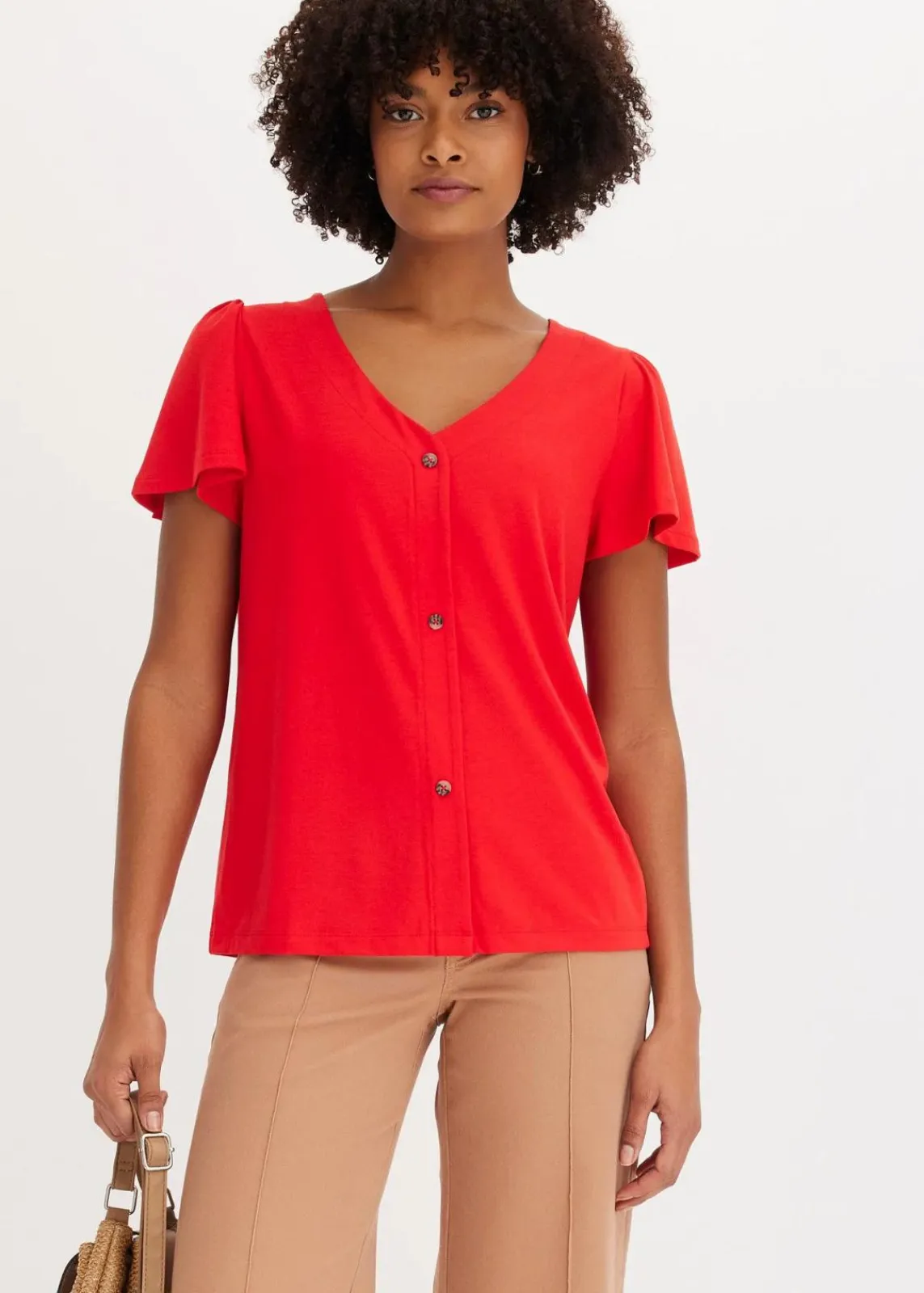 bonprix Shirts & Tops^Shirt mit Knopfleiste erdbeere