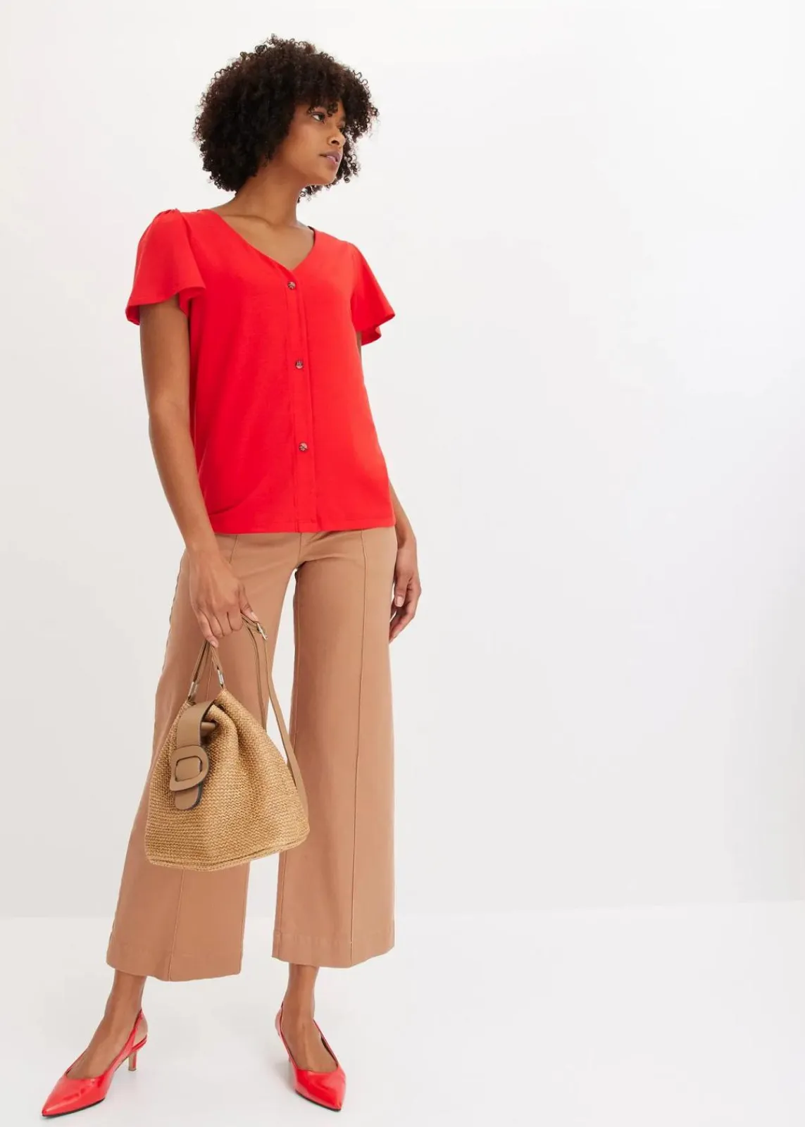 bonprix Shirts & Tops^Shirt mit Knopfleiste erdbeere