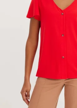 bonprix Shirts & Tops^Shirt mit Knopfleiste erdbeere