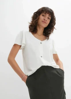 bonprix Shirts & Tops^Shirt mit Knopfleiste wollweiß