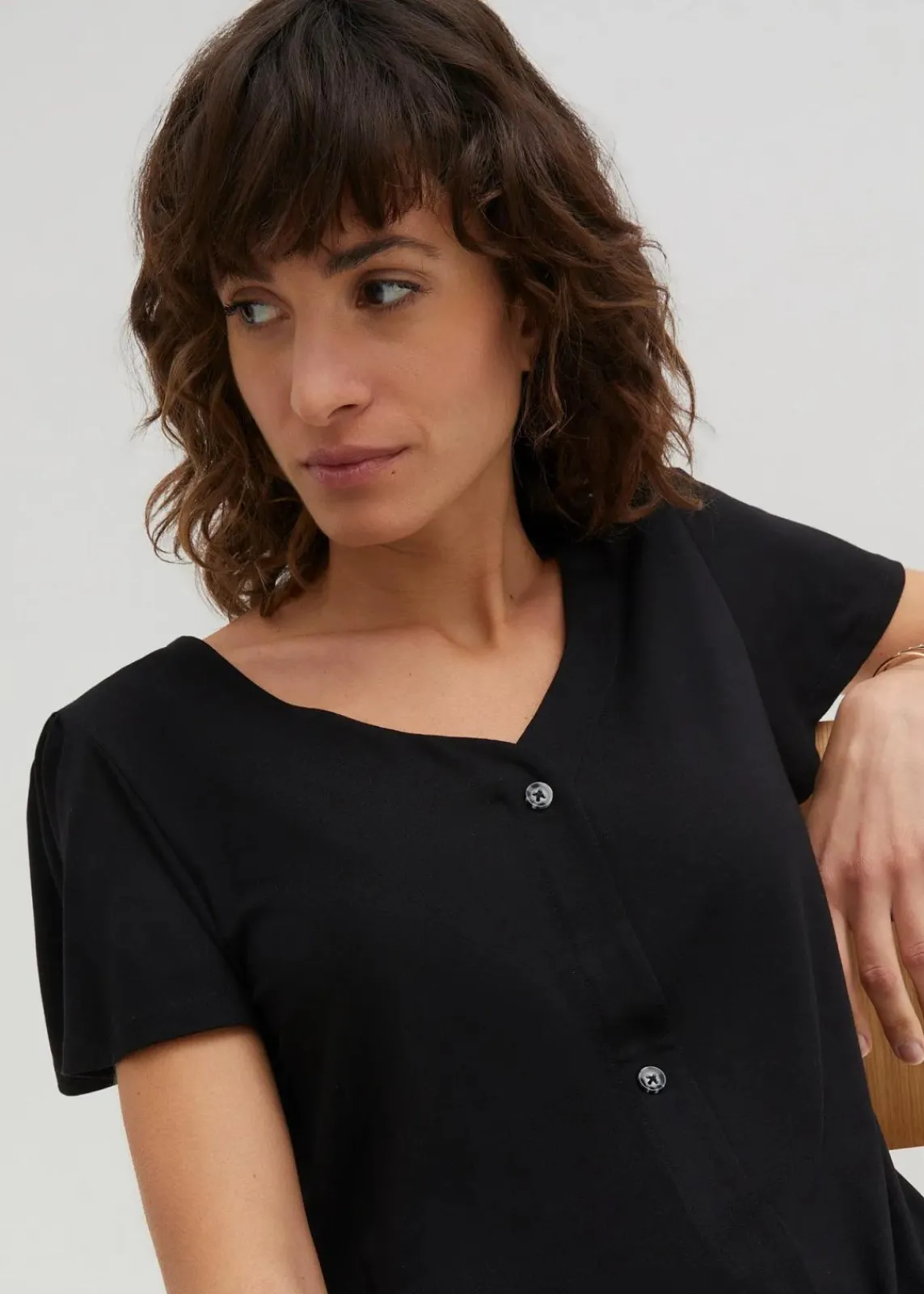 bonprix Shirts & Tops^Shirt mit Knopfleiste schwarz