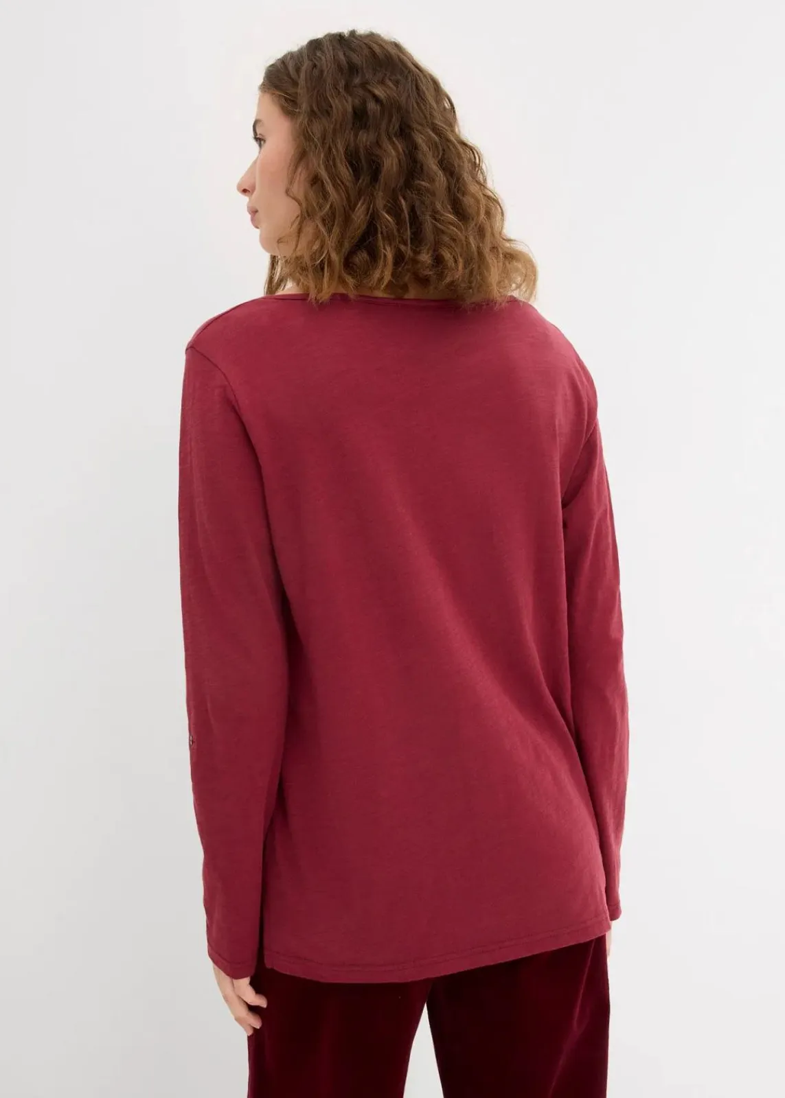 bonprix Shirts & Tops|Nachhaltigere Materialien^Shirt mit Knopfleiste aus reiner Bio-Baumwolle bordeaux