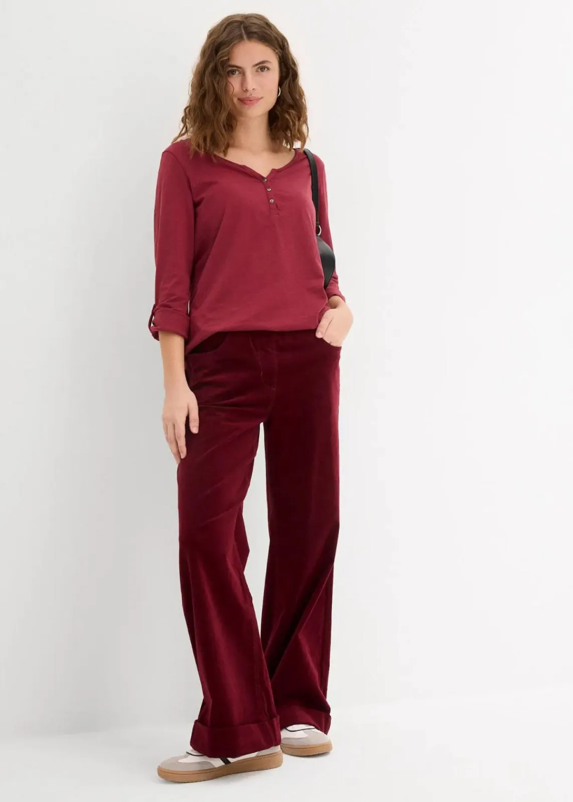 bonprix Shirts & Tops|Nachhaltigere Materialien^Shirt mit Knopfleiste aus reiner Bio-Baumwolle bordeaux