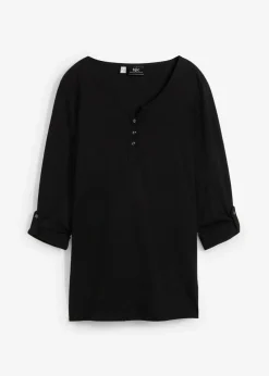 bonprix Nachhaltigere Materialien|Shirts & Tops^Shirt mit Knopfleiste aus reiner Bio-Baumwolle schwarz