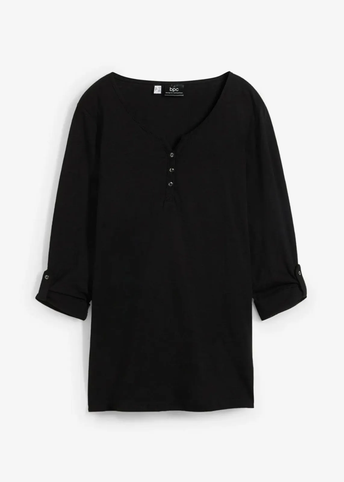 bonprix Nachhaltigere Materialien|Shirts & Tops^Shirt mit Knopfleiste aus reiner Bio-Baumwolle schwarz