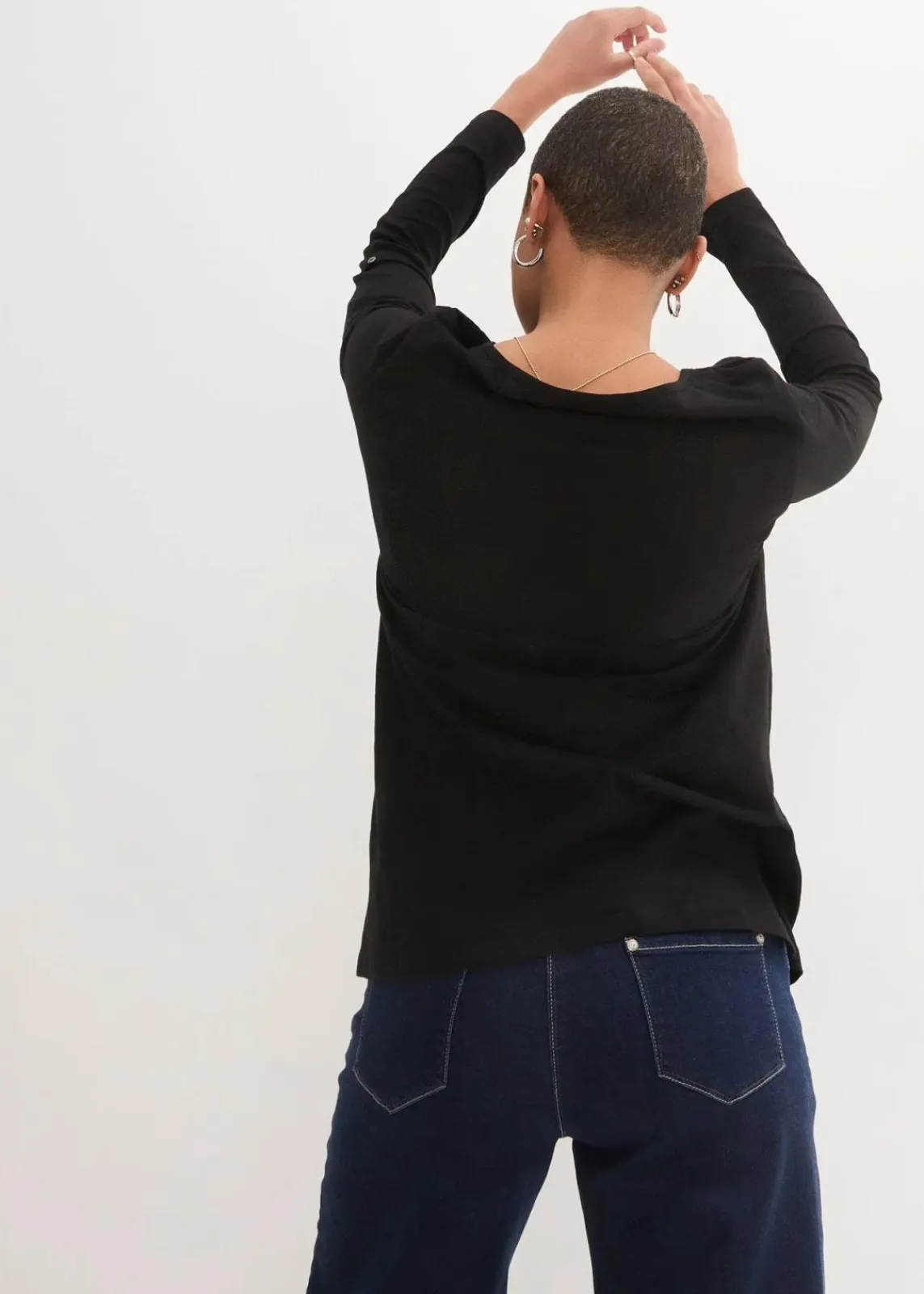 bonprix Nachhaltigere Materialien|Shirts & Tops^Shirt mit Knopfleiste aus reiner Bio-Baumwolle schwarz
