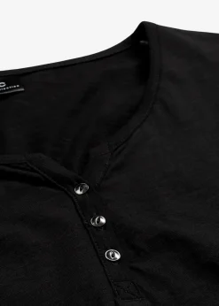 bonprix Nachhaltigere Materialien|Shirts & Tops^Shirt mit Knopfleiste aus reiner Bio-Baumwolle schwarz