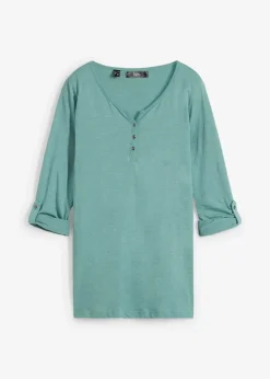bonprix Shirts & Tops|Nachhaltigere Materialien^Shirt mit Knopfleiste aus reiner Bio-Baumwolle rauchsalbei