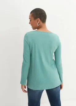 bonprix Shirts & Tops|Nachhaltigere Materialien^Shirt mit Knopfleiste aus reiner Bio-Baumwolle rauchsalbei