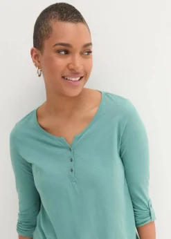bonprix Shirts & Tops|Nachhaltigere Materialien^Shirt mit Knopfleiste aus reiner Bio-Baumwolle rauchsalbei