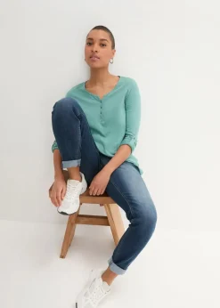 bonprix Shirts & Tops|Nachhaltigere Materialien^Shirt mit Knopfleiste aus reiner Bio-Baumwolle rauchsalbei