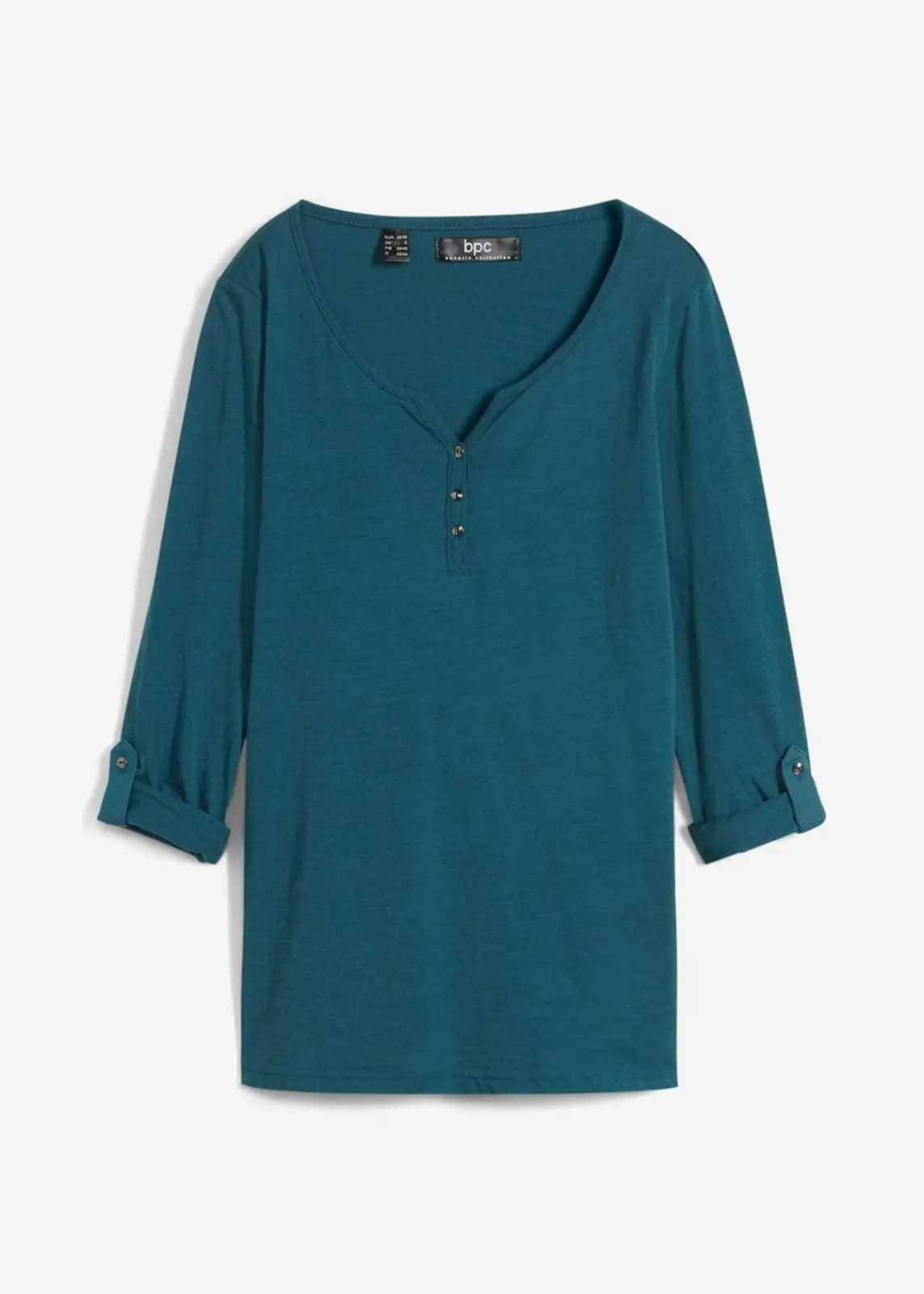 bonprix Shirts & Tops|Nachhaltigere Materialien^Shirt mit Knopfleiste aus reiner Bio-Baumwolle blaupetrol
