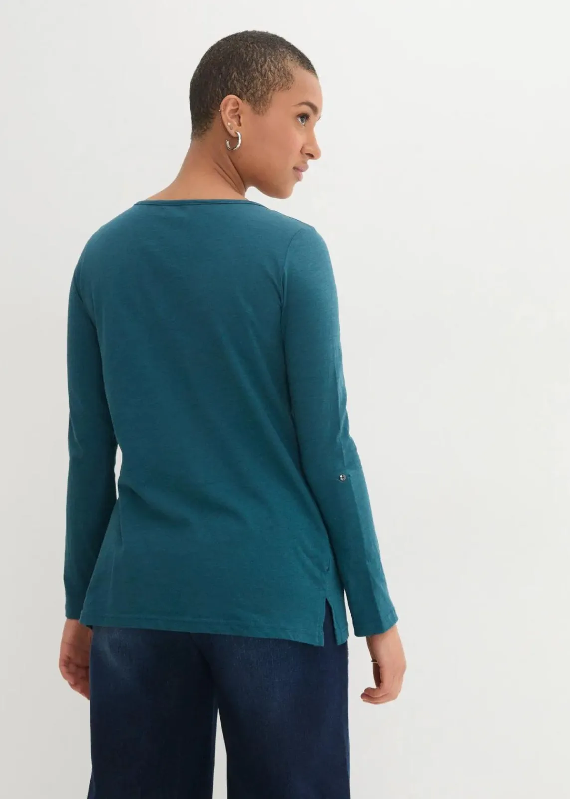 bonprix Shirts & Tops|Nachhaltigere Materialien^Shirt mit Knopfleiste aus reiner Bio-Baumwolle blaupetrol