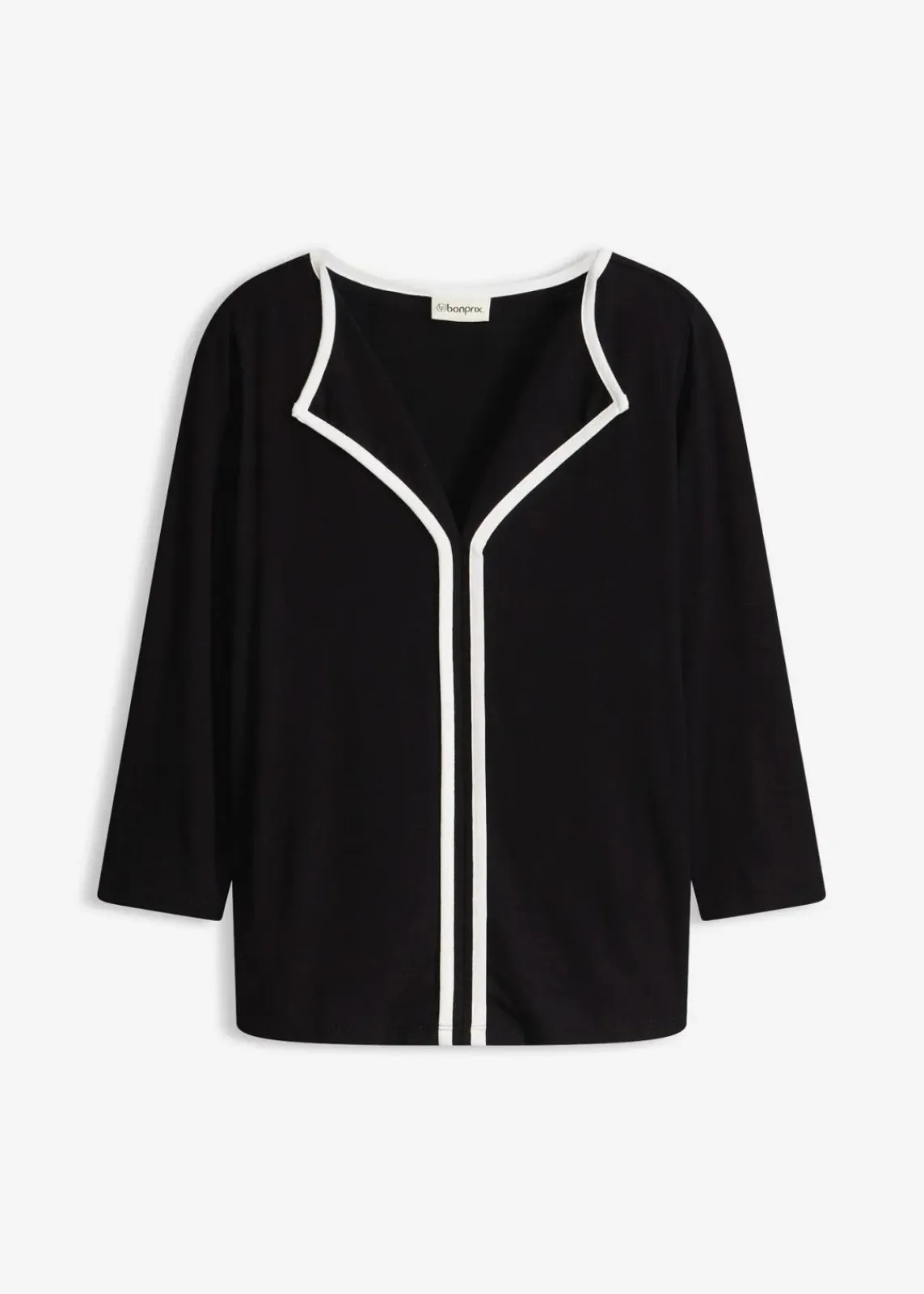 bonprix Shirts & Tops^Shirt mit Kontrastblende schwarz/wollweiß