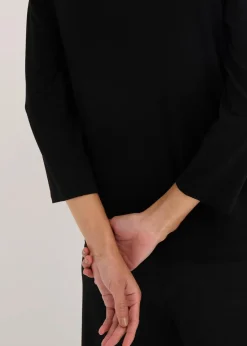 bonprix Shirts & Tops^Shirt mit Kontrastblende schwarz/wollweiß