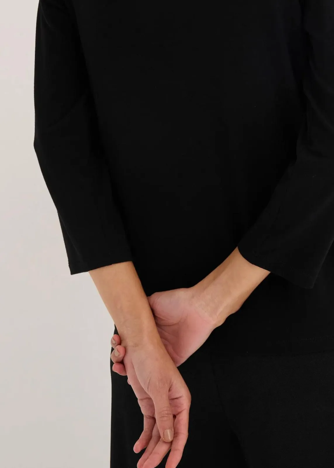 bonprix Shirts & Tops^Shirt mit Kontrastblende schwarz/wollweiß