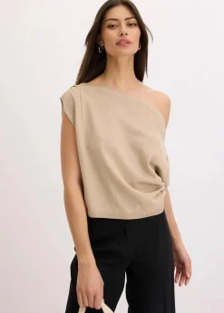 bonprix Bekleidung·Umstandsmode|Strickmode^Shirt mit One-Shoulder champagner metallic