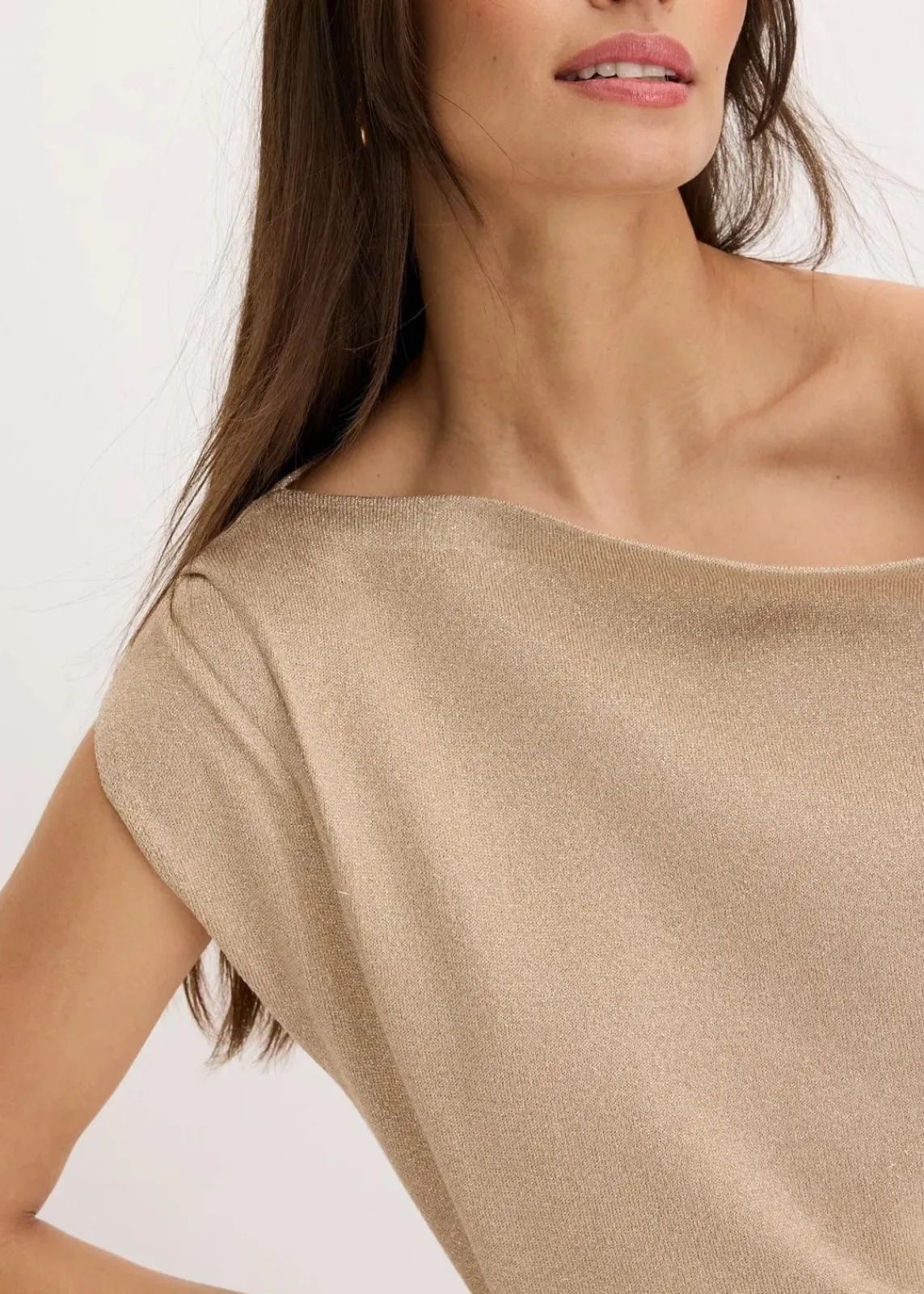 bonprix Bekleidung·Umstandsmode|Strickmode^Shirt mit One-Shoulder champagner metallic