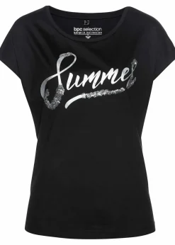bonprix Shirts & Tops^Shirt mit Pailletten schwarz/silber bedruckt