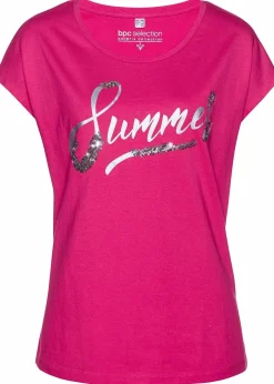 bonprix Shirts & Tops^Shirt mit Pailletten pinklady/silber bedruckt
