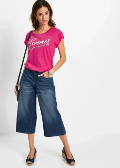 bonprix Shirts & Tops^Shirt mit Pailletten pinklady/silber bedruckt